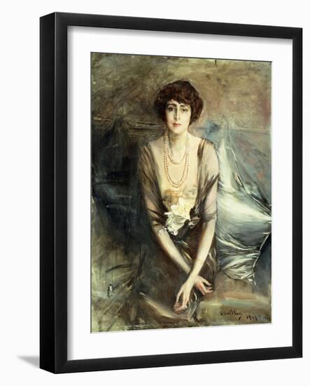 Portrait of Mrs. George McFadden Seated, Three-Quarter Length, 1919-Giovanni Boldini-Framed Giclee Print