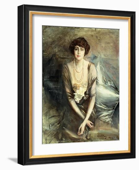 Portrait of Mrs. George McFadden Seated, Three-Quarter Length, 1919-Giovanni Boldini-Framed Giclee Print