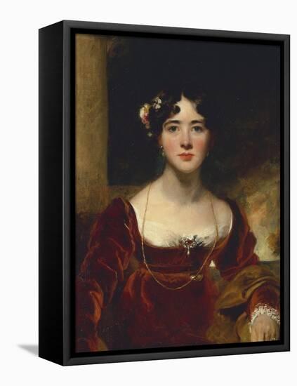 Portrait of Mrs. John Allnutt, Seated Half-Length in a Crimson Velvet Dress, Brown Shawl and Gold…-Thomas Lawrence-Framed Premier Image Canvas