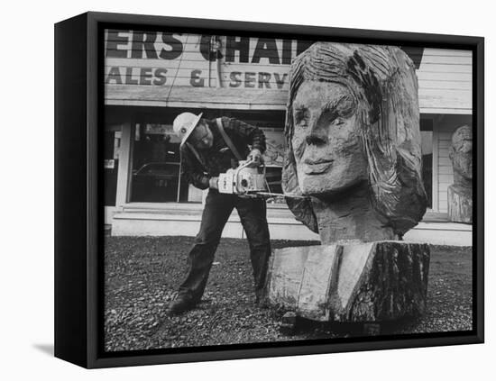 Portrait of Mrs. John Kennedy Made by Ken Kaiser with a Chain Saw-Grey Villet-Framed Premier Image Canvas