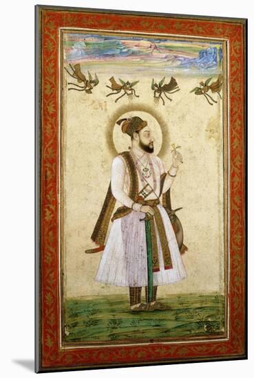 Portrait of Muhammad 'Adil Shah Ii, C.1650 (W/C and Gold Paint on Paper)-null-Mounted Giclee Print