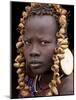 Portrait of Mursi Girl, Omo Valley, Ethiopia-Peter Adams-Mounted Photographic Print