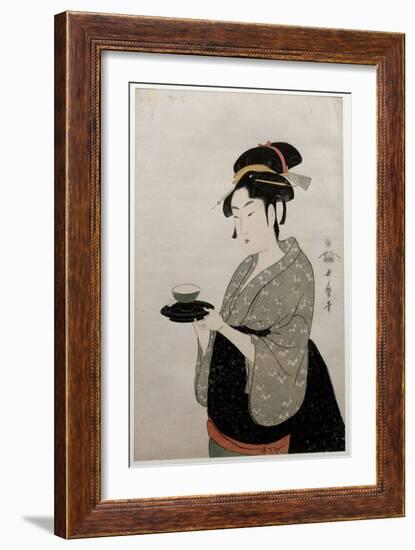 Portrait of Nani Waya. Portrait of a Woman. Japanese Print, C.1793 (Print)-Kitagawa Utamaro-Framed Giclee Print