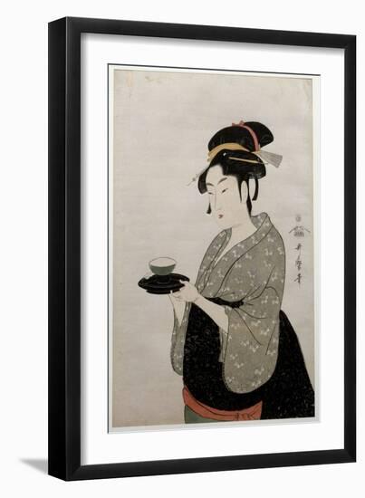 Portrait of Nani Waya. Portrait of a Woman. Japanese Print, C.1793 (Print)-Kitagawa Utamaro-Framed Giclee Print