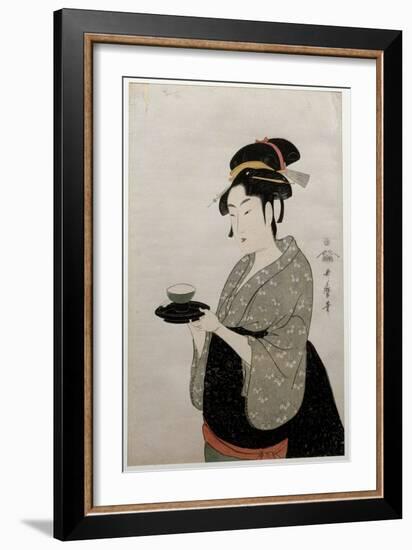 Portrait of Nani Waya. Portrait of a Woman. Japanese Print, C.1793 (Print)-Kitagawa Utamaro-Framed Giclee Print