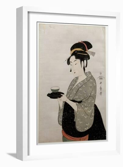 Portrait of Nani Waya. Portrait of a Woman. Japanese Print, C.1793 (Print)-Kitagawa Utamaro-Framed Giclee Print