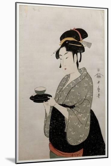 Portrait of Nani Waya. Portrait of a Woman. Japanese Print, C.1793 (Print)-Kitagawa Utamaro-Mounted Giclee Print