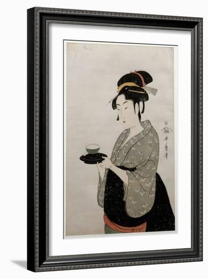 Portrait of Nani Waya. Portrait of a Woman. Japanese Print, C.1793 (Print)-Kitagawa Utamaro-Framed Giclee Print