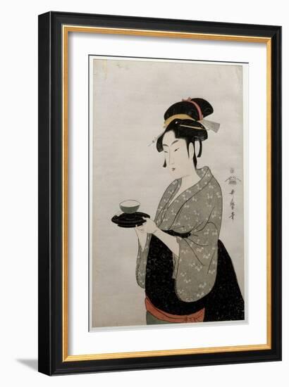 Portrait of Nani Waya. Portrait of a Woman. Japanese Print, C.1793 (Print)-Kitagawa Utamaro-Framed Giclee Print