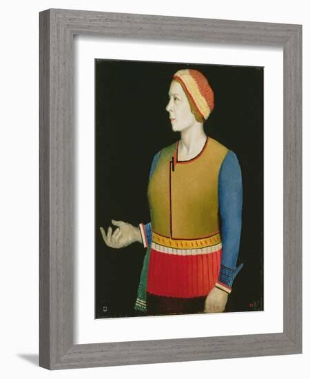 Portrait of Natalya Andreevna Malevich (Nee Manchenka) (B.1902) the Artist's Wife, 1933-Kazimir Severinovich Malevich-Framed Giclee Print