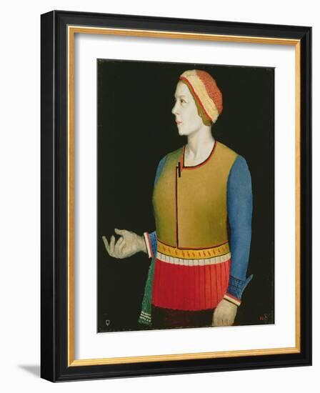 Portrait of Natalya Andreevna Malevich (Nee Manchenka) (B.1902) the Artist's Wife, 1933-Kazimir Severinovich Malevich-Framed Giclee Print