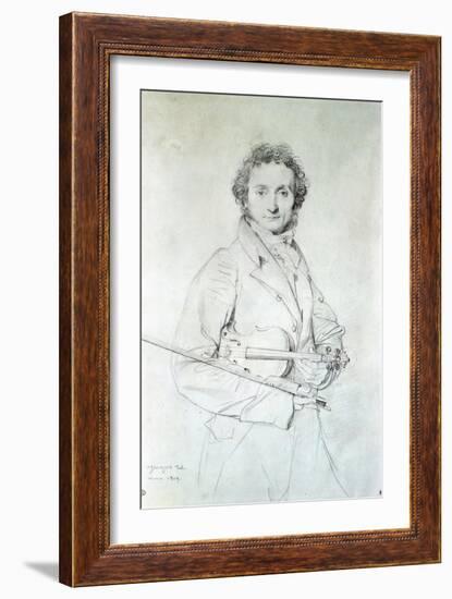 Portrait of Niccolo Paganini (1782-1840) 1819-Jean-Auguste-Dominique Ingres-Framed Giclee Print
