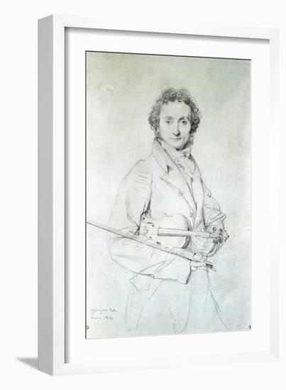 Portrait of Niccolo Paganini (1782-1840) 1819-Jean-Auguste-Dominique Ingres-Framed Giclee Print