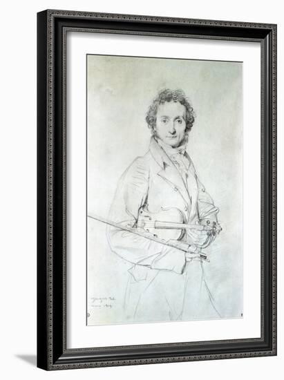 Portrait of Niccolo Paganini (1782-1840) 1819-Jean-Auguste-Dominique Ingres-Framed Giclee Print