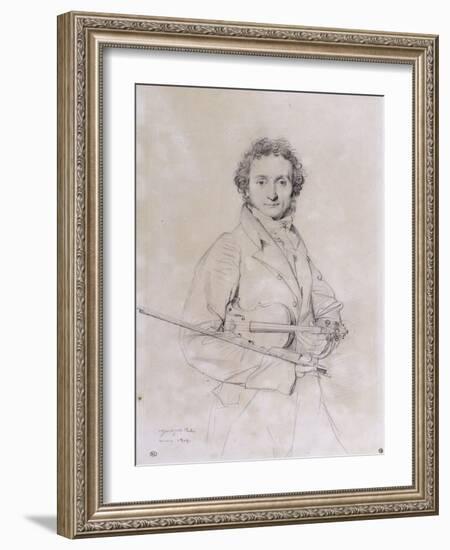 Portrait of Niccolo Paganini, Violinist (1782-1840)-Jean-Auguste-Dominique Ingres-Framed Giclee Print