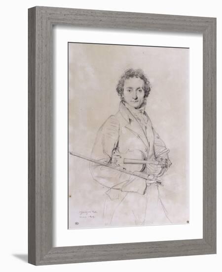 Portrait of Niccolo Paganini, Violinist (1782-1840)-Jean-Auguste-Dominique Ingres-Framed Giclee Print