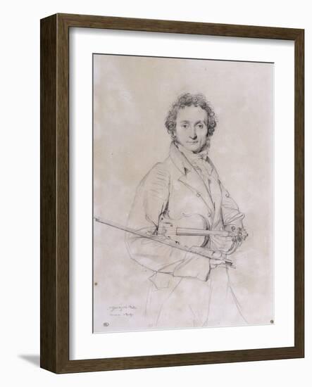 Portrait of Niccolo Paganini, Violinist (1782-1840)-Jean-Auguste-Dominique Ingres-Framed Giclee Print