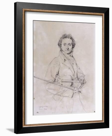 Portrait of Niccolo Paganini, Violinist (1782-1840)-Jean-Auguste-Dominique Ingres-Framed Giclee Print