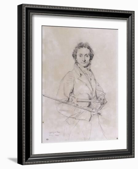 Portrait of Niccolo Paganini, Violinist (1782-1840)-Jean-Auguste-Dominique Ingres-Framed Giclee Print