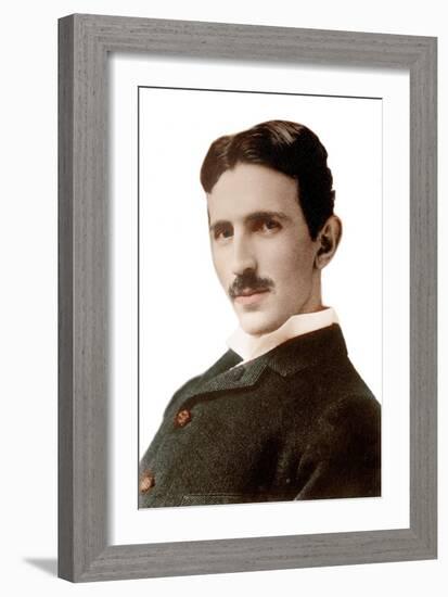 Portrait of Nikola Tesla (1856-1943) (Nikolaj) - Croatian-Born Serb Engineer, Physicist and Invento-Napoleon Sarony-Framed Giclee Print