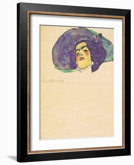 Portrait of Olga Gallus, Prague, 1910-Egon Schiele-Framed Premium Giclee Print