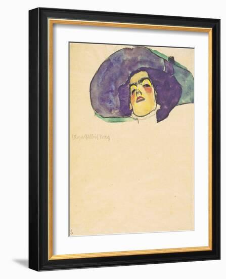 Portrait of Olga Gallus, Prague, 1910-Egon Schiele-Framed Premium Giclee Print