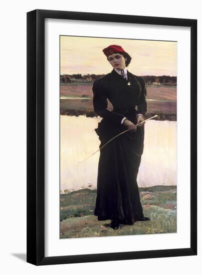 Portrait of Olga Nesterova Or, Woman in a Riding Habit, 1906-Mikhail Vasilievich Nesterov-Framed Giclee Print