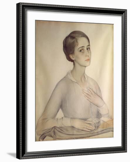 Portrait of Olga Spesivtseva, 1917-Savelij Abramovich Sorin-Framed Giclee Print