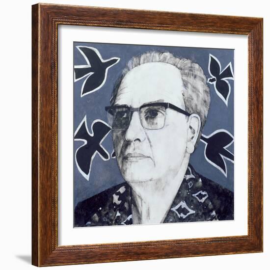 Portrait of Olivier Messiaen, Illustration for 'The Sunday Times', 1970s-Barry Fantoni-Framed Giclee Print