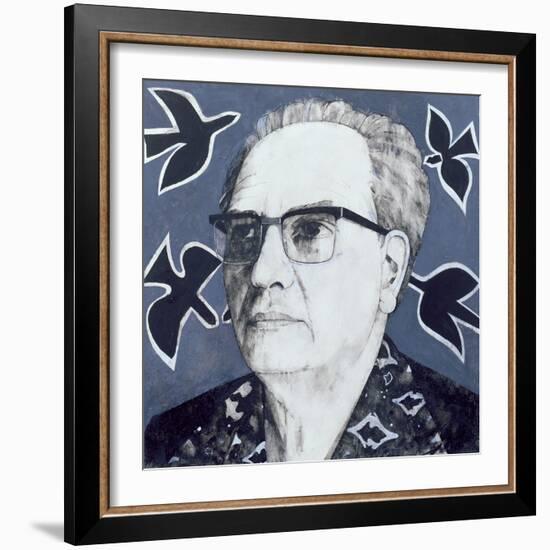 Portrait of Olivier Messiaen, Illustration for 'The Sunday Times', 1970s-Barry Fantoni-Framed Giclee Print