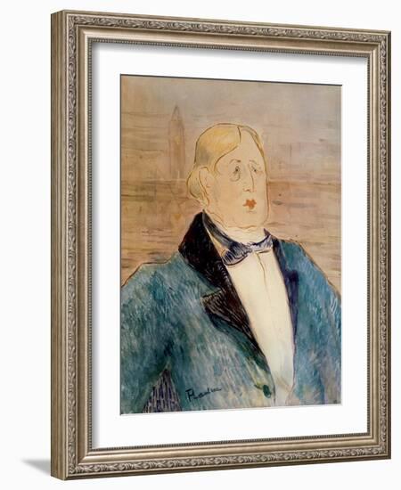 Portrait of Oscar Wilde, 1895 (W/C)-Henri de Toulouse-Lautrec-Framed Giclee Print