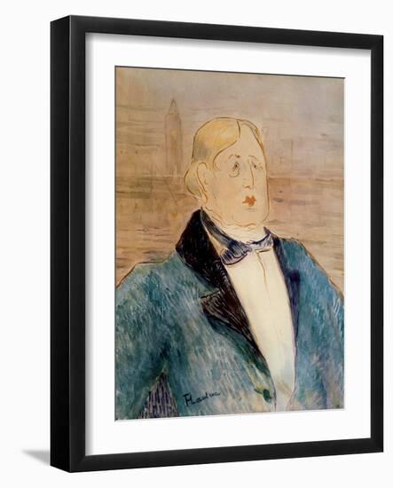 Portrait of Oscar Wilde, 1895 (W/C)-Henri de Toulouse-Lautrec-Framed Giclee Print