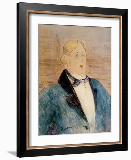 Portrait of Oscar Wilde, 1895 (W/C)-Henri de Toulouse-Lautrec-Framed Giclee Print