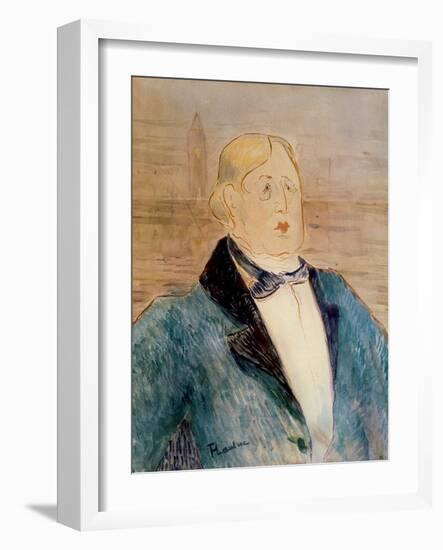 Portrait of Oscar Wilde, 1895 (W/C)-Henri de Toulouse-Lautrec-Framed Giclee Print