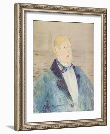 'Portrait of Oscar Wilde', 1895-Henri de Toulouse-Lautrec-Framed Giclee Print