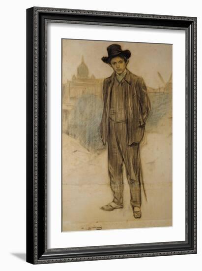 Portrait of Pablo Picasso-Ramon Casas-Framed Giclee Print