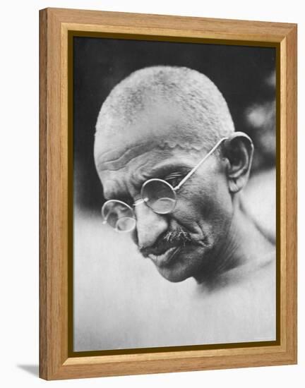 Portrait of Pacifist and Advocate of India's Independence from Great Britain, Mohandas Gandhi-null-Framed Premier Image Canvas