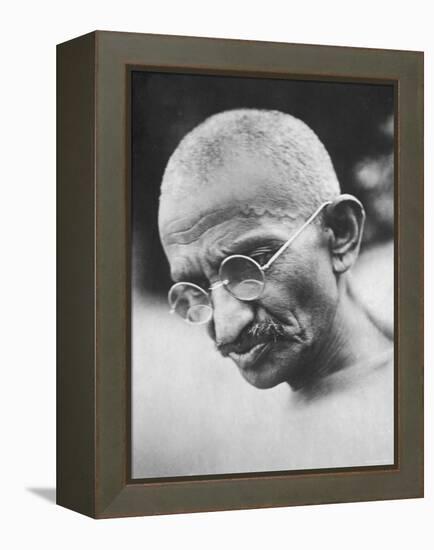 Portrait of Pacifist and Advocate of India's Independence from Great Britain, Mohandas Gandhi-null-Framed Premier Image Canvas