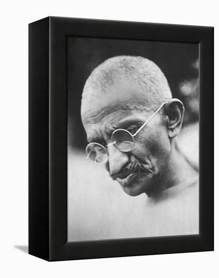 Portrait of Pacifist and Advocate of India's Independence from Great Britain, Mohandas Gandhi-null-Framed Premier Image Canvas