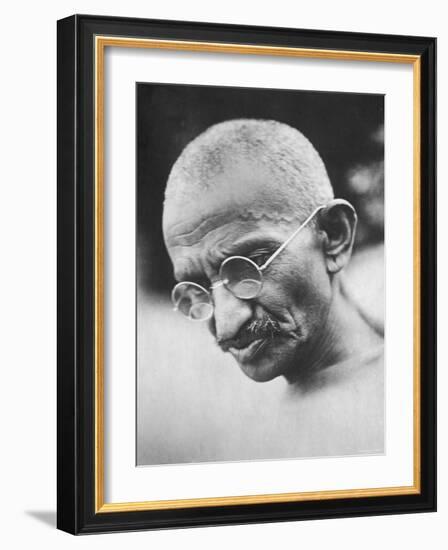 Portrait of Pacifist and Advocate of India's Independence from Great Britain, Mohandas Gandhi-null-Framed Premium Photographic Print