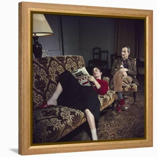 Portrait of Painter Balthus and His Niece Frederique Tison at the Chateau De Chassy-Loomis Dean-Framed Premier Image Canvas