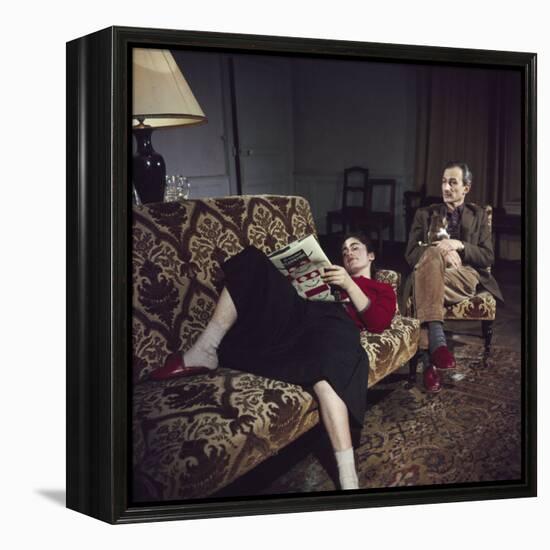 Portrait of Painter Balthus and His Niece Frederique Tison at the Chateau De Chassy-Loomis Dean-Framed Premier Image Canvas