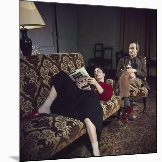 Portrait of Painter Balthus and His Niece Frederique Tison at the Chateau De Chassy-Loomis Dean-Mounted Premium Photographic Print