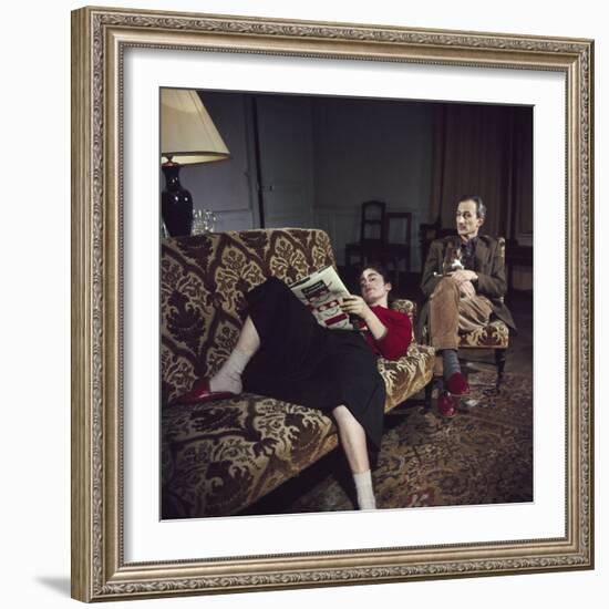 Portrait of Painter Balthus and His Niece Frederique Tison at the Chateau De Chassy-Loomis Dean-Framed Photographic Print