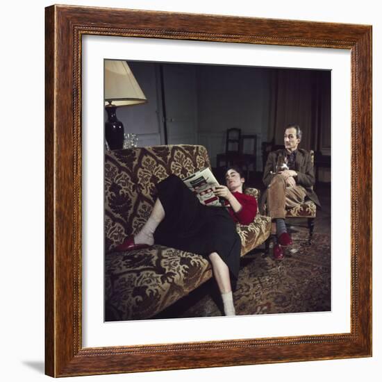 Portrait of Painter Balthus and His Niece Frederique Tison at the Chateau De Chassy-Loomis Dean-Framed Photographic Print