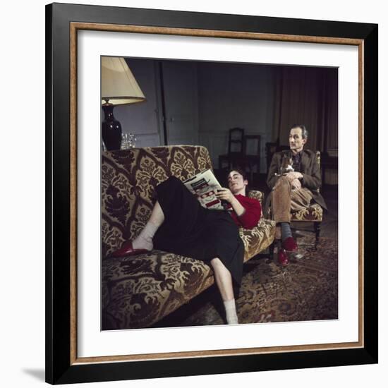 Portrait of Painter Balthus and His Niece Frederique Tison at the Chateau De Chassy-Loomis Dean-Framed Photographic Print