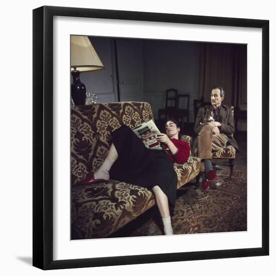 Portrait of Painter Balthus and His Niece Frederique Tison at the Chateau De Chassy-Loomis Dean-Framed Photographic Print