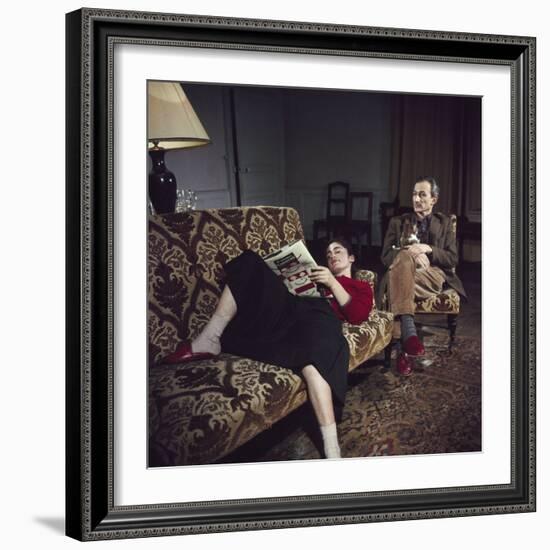 Portrait of Painter Balthus and His Niece Frederique Tison at the Chateau De Chassy-Loomis Dean-Framed Photographic Print