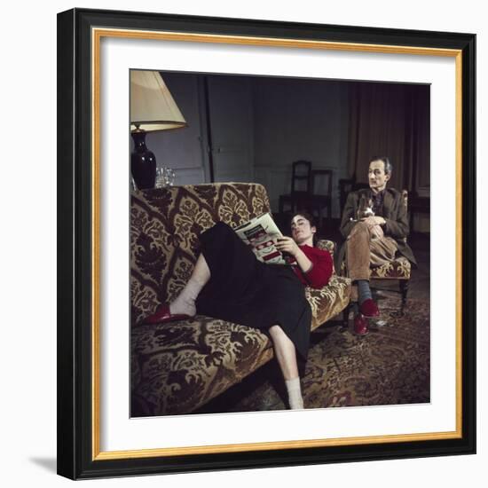 Portrait of Painter Balthus and His Niece Frederique Tison at the Chateau De Chassy-Loomis Dean-Framed Photographic Print