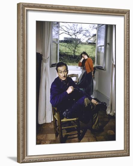 Portrait of Painter Balthus and His Niece Frederique Tison at the Chateau De Chassy-Loomis Dean-Framed Premium Photographic Print